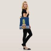 Cooler Ananas Nautical Navy Blau Streifen Tasche (Am Model)