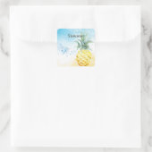 Cooler Ananas Sommer Quadratischer Aufkleber (Tasche)