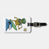 Cooler Ananas surft im Meer Lebhafter Strand Gepäckanhänger (Vorderseite horizontal)