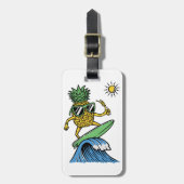 Cooler Ananas surft im Meer Lebhafter Strand Gepäckanhänger (Vorderseite vertikal)