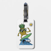 Cooler Ananas surft im Meer Lebhafter Strand Gepäckanhänger (Rückseite vertikal)