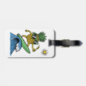 Cooler Ananas surft im Meer Lebhafter Strand Gepäckanhänger (Rückseite horizontal)