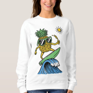 Cooler Ananas surft im Meer Lebhafter Strand Sweatshirt