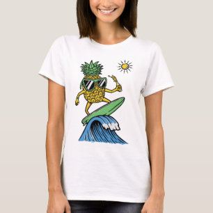 Cooler Ananas surft im Meer Lebhafter Strand T-Shirt