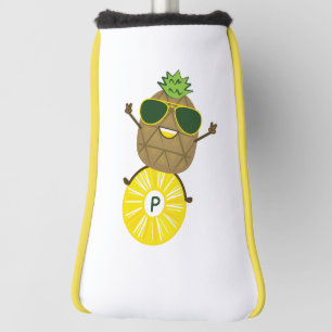 Cooler Ananas-Typ rollt auf einem Ananasring Golf Headcover