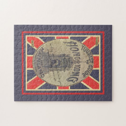 Cooler Anfahrtsweg nach Hongkong mit Union Jack Puzzle (Horizontal)