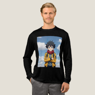 Cooler Anime-Junge mit blauen Augen und gelber Jac Tri-Blend Shirt