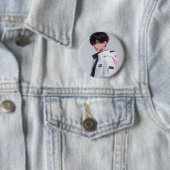 Cooler Anime-Junge mit roten Augen Techwear-Abzeic Button (Beispiel)