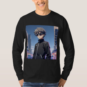 Cooler Anime-Junge mit Sonnenbrille – Urbane Nacht T-Shirt