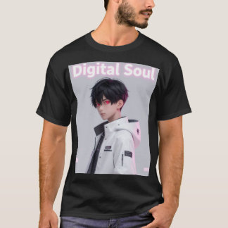 Cooler Anime-Junge Techwear Rote Augen Edgy-Ästhet T-Shirt