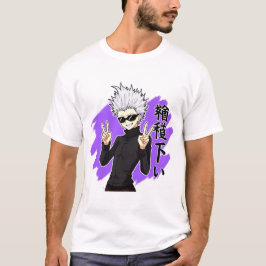 Cooler Anime-Style-White-Hair-Charakter T-Shirt