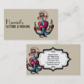 Cooler Ankertattoo mit durchbohrtem Herzen Visitenkarte (Vorne/Hinten)