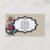 Cooler Ankertattoo mit durchbohrtem Herzen Visitenkarte (Rückseite)