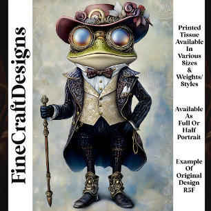 Cooler Anthropomorpher Steampunk Frog R5F Decoupag Seidenpapier