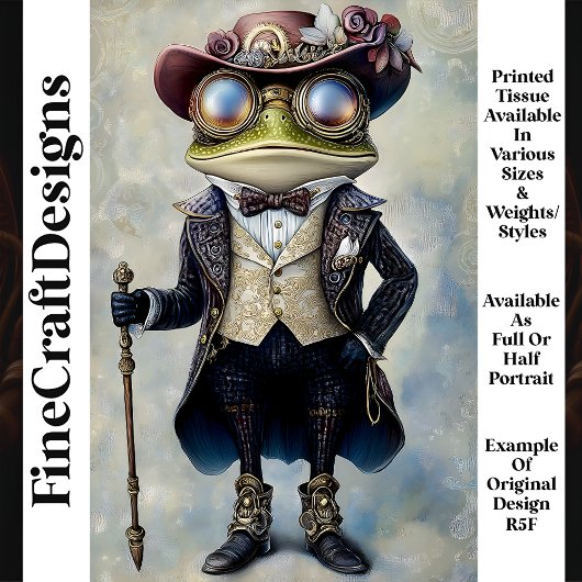 Cooler Anthropomorpher Steampunk Frog R5F Decoupag Seidenpapier