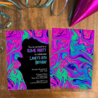 Cooler Aquamariner Lila Glitzer Girl Birthday Slim Einladung