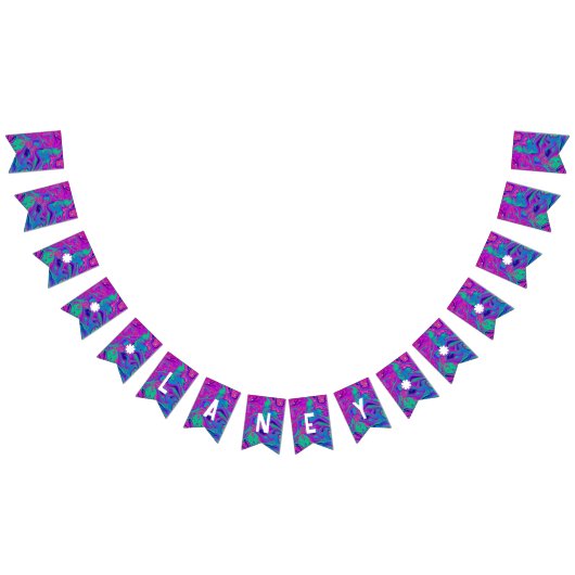 Cooler Aquamariner Rosa Glitzer Girl Birthday Slim Wimpelkette (Alle)