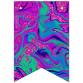 Cooler Aquamariner Rosa Glitzer Girl Birthday Slim Wimpelkette (Erste Fahne)