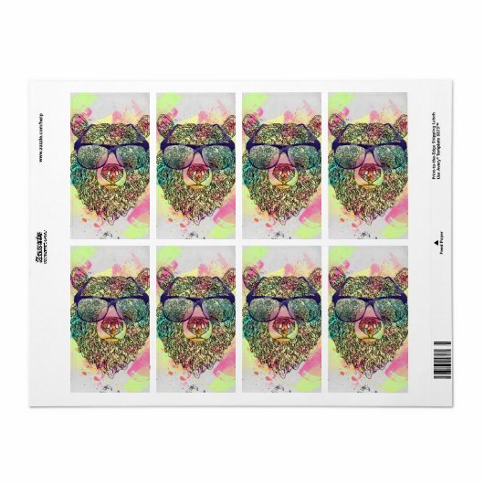 Cooler Aquarellbär mit Brillendesign (Vorne)