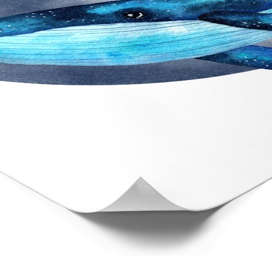 Cooler Aquarellwal mit blauer Blase Poster (Ecke)