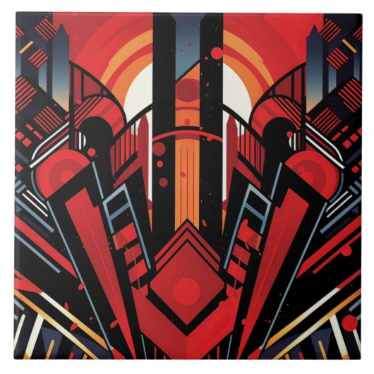 Cooler Art Deko Fliese (Vorderseite)