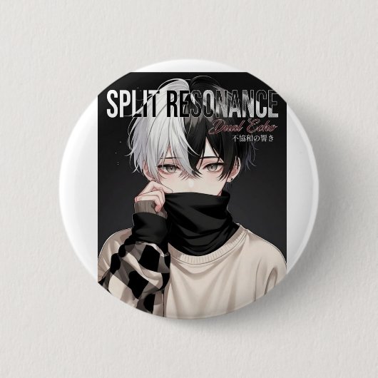 Cooler ästhetischer Anime-Junge mit zweifarbigem H Button (Vorderseite)