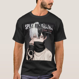 Cooler ästhetischer Anime-Junge mit zweifarbigem H T-Shirt