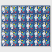 Cooler Astronaut-Kindergeburtstag Geschenkpapier (Flach)