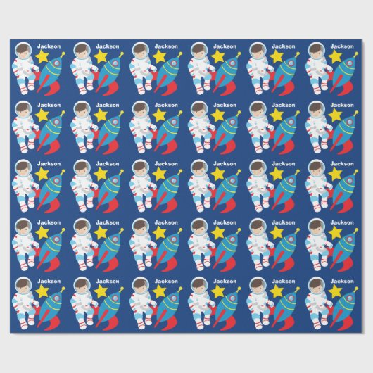 Cooler Astronaut-Kindergeburtstag Geschenkpapier (Flach)