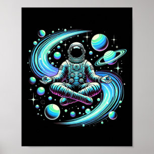 Cooler Astronaut meditiert im Weltraum Yoga-Medita Poster