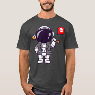 Cooler Astronaut mit Baseballmatte und Jackenkarto T-Shirt