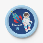 Cooler Astronautenraumflugzeug-Kindergeburtstag Pappteller (Vorderseite)