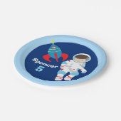 Cooler Astronautenraumflugzeug-Kindergeburtstag Pappteller (Schrägansicht)