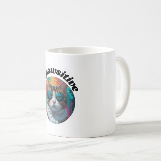 Cooler Aufkleber "Be Pawsitive" Motivierend Kaffeetasse (VorderseiteRechts)