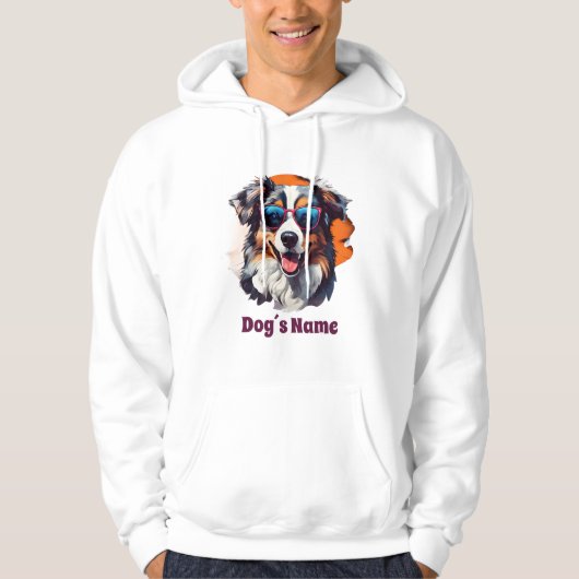 Cooler australischer Schäferhund mit Sonnenbrille Hoodie (Vorderseite)