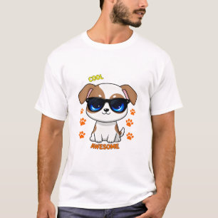Cooler Awesome-Welpe mit Sonnenbrille Cartoon T-Shirt