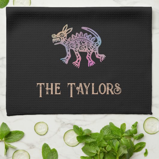 Cooler Aztec-Designhund Geschirrtuch (Gefaltet)