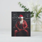 Cooler Badass Santa in Red Leather mag es schmutzi Postkarte (Stehend Vorderseite)