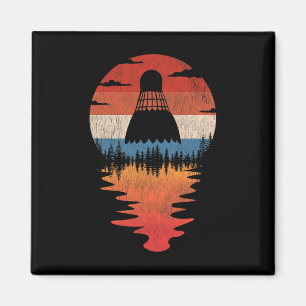 Cooler Badminton Retro Vintage Sonnenuntergangssti Magnet