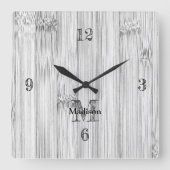 Cooler Bambusprint Monogram Quadratische Wanduhr (Vorderseite)