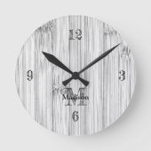 Cooler Bambusprint Monogram Quadratische Wanduhr (Vorderseite)