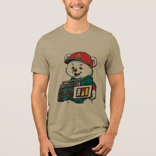 Cooler Bär mit Boombox-T - Shirt (Vorderseite)