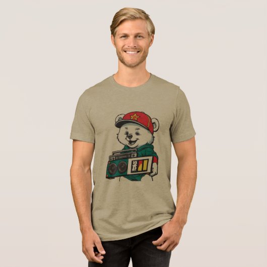 Cooler Bär mit Boombox-T - Shirt (Vorderseite voll)
