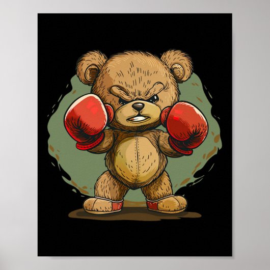 Cooler Bär mit Boxhandschuh Poster (Vorne)