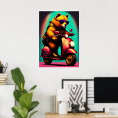 Cooler Bär mit einem rosa Scooter Poster (Heimbüro)