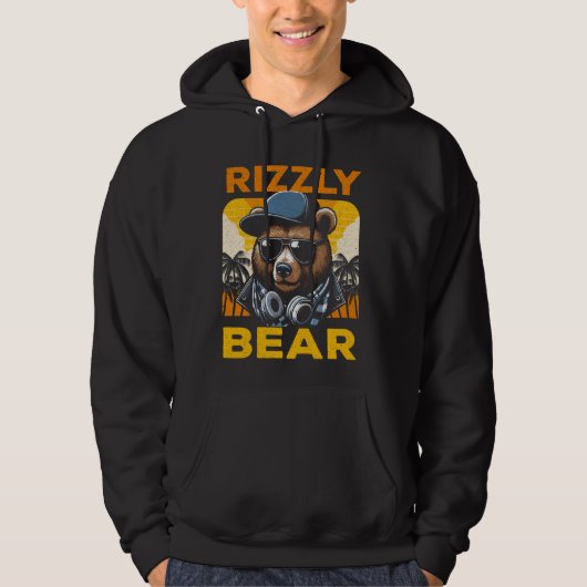 Cooler Bärenbär mit Sonnenbrille Rizz Hoodie (Vorderseite)