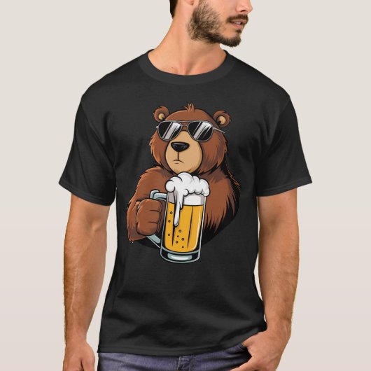 Cooler Bärentrinker Bier Digitale Kunst T-Shirt (Vorderseite)