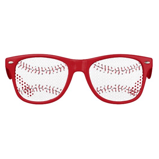 Cooler Baseball-Ball-Player Red White Partybrille (Vorderseite)
