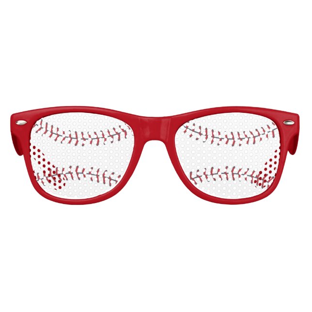 Cooler Baseball-Ball-Player Red White Partybrille (Vorderseite)