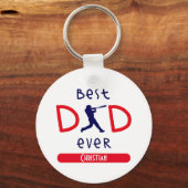 Cooler Baseball-Silhouette Bester Vater je Vaterta Schlüsselanhänger (Vorderseite)